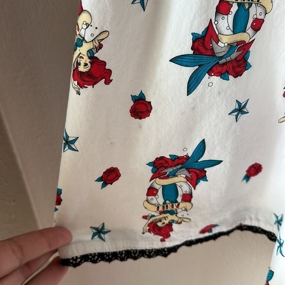 DISNEY Ariel Tattoo Print Sleeveless V-Neck Rockabilly Dress - Picture 9 of 12
